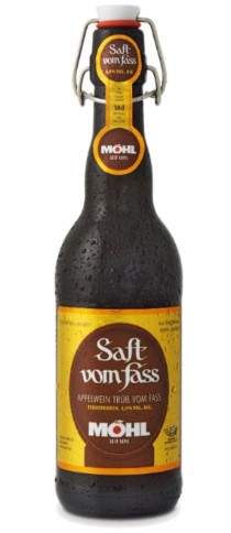 Möhl Apfelwein trüb Saft vom Fass Glas