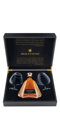 Bocchino Grappa Riserva Carlo - GB mit 2 Gläsern in Holzbox
